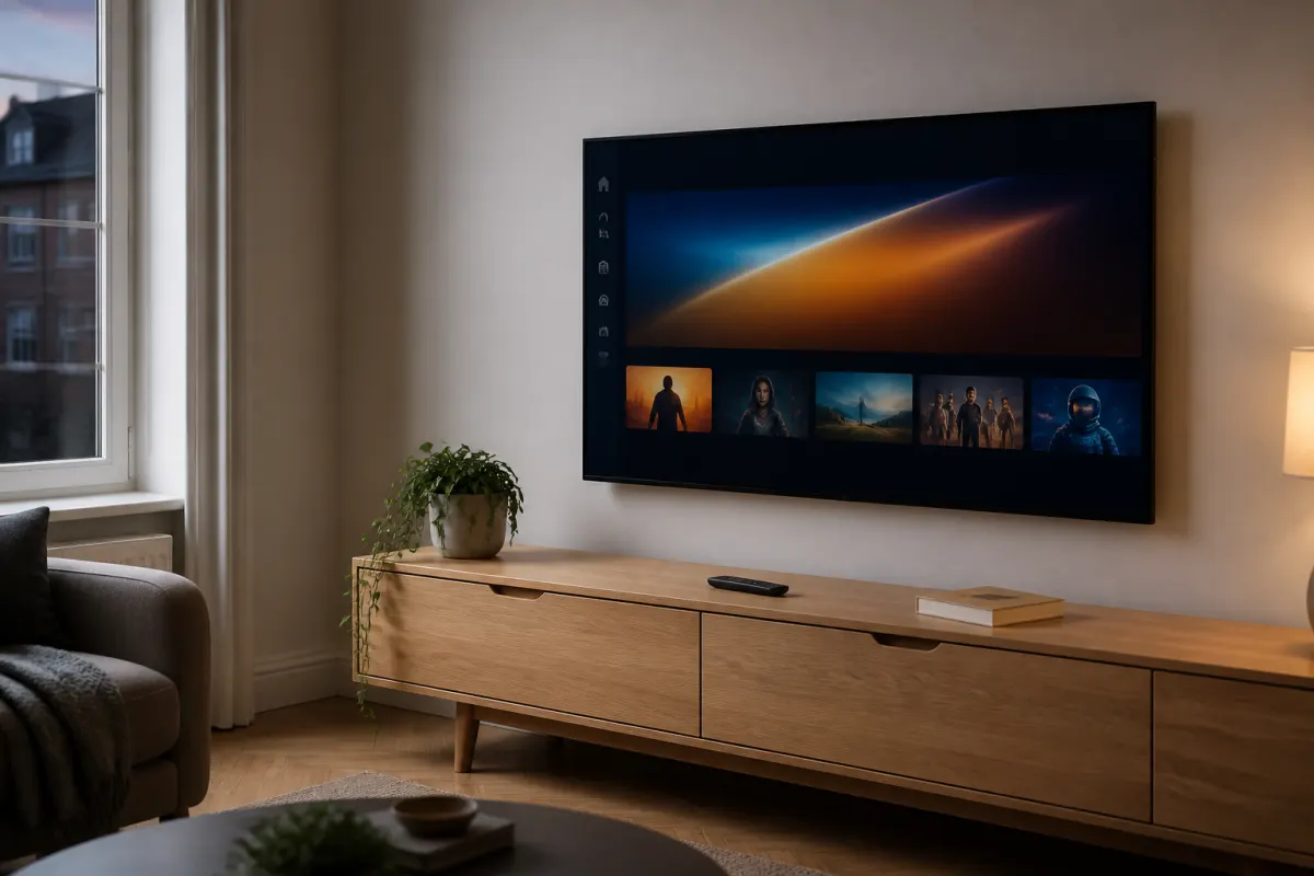 Living room TV ready for Fubo IPTV setup